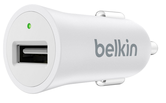 BELKIN Mixit Up autós töltő, fehér, USB, 1 aljzat, 2,4A