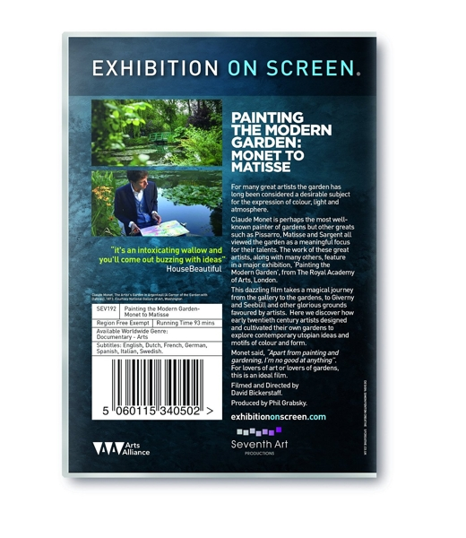 Eine DVD-Hülle mit dem Text: 'Painting the Modern Garden: Monet to Matisse'. Es enthält Bilder und Text.
