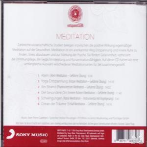Rückseite einer CD-Hülle mit Text über Meditation und Titelliste.