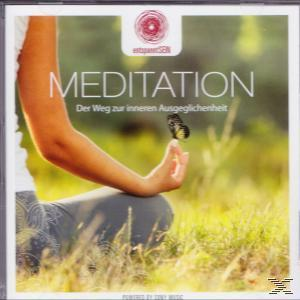 CD-Cover: Person in Yogapose mit Schmetterling, Text 'Meditation' auf grünem Feld.