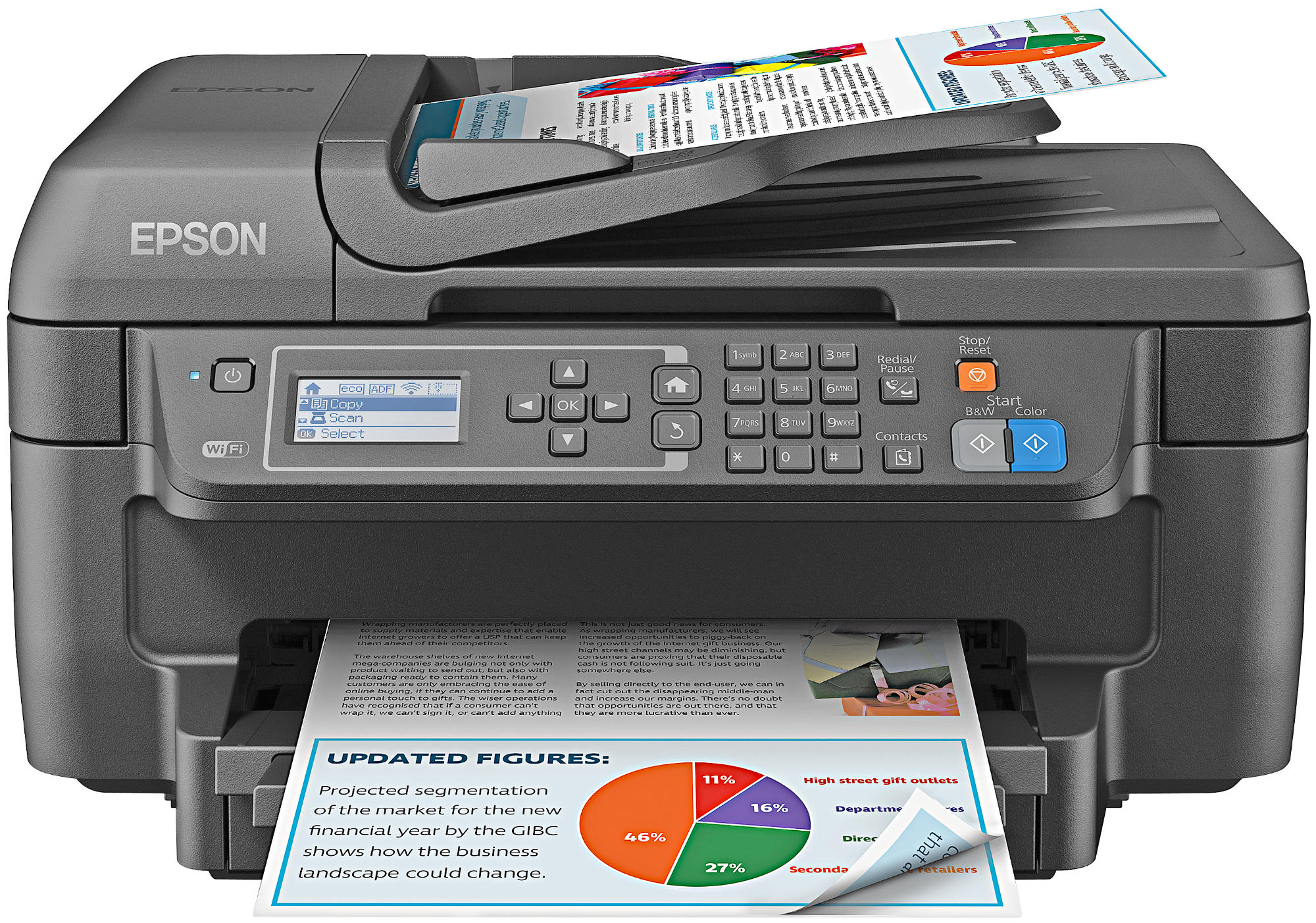 Impresora Multifunción - Epson WorkForce 2750DWF, WiFi, Negro