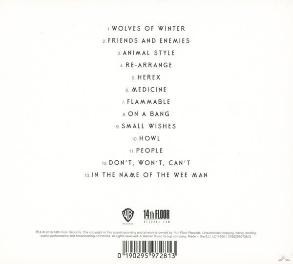 CD-hoes met een lijst van 13 titels en het Warner Bros. Records logo.