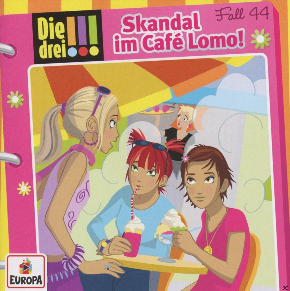 Cartoon-Cover mit drei Mädchen, eines trinkt einen Milchshake, in einem Café, hellen Farben.