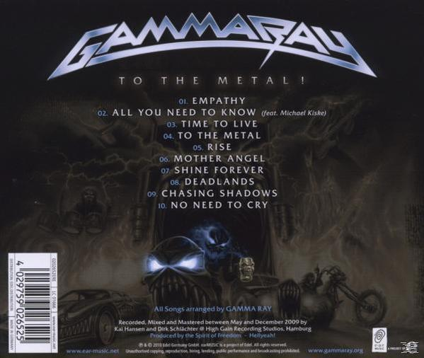 CD-Cover mit dunklem Hintergrund und Titelliste. Der Bandname ist Gamma Ray.