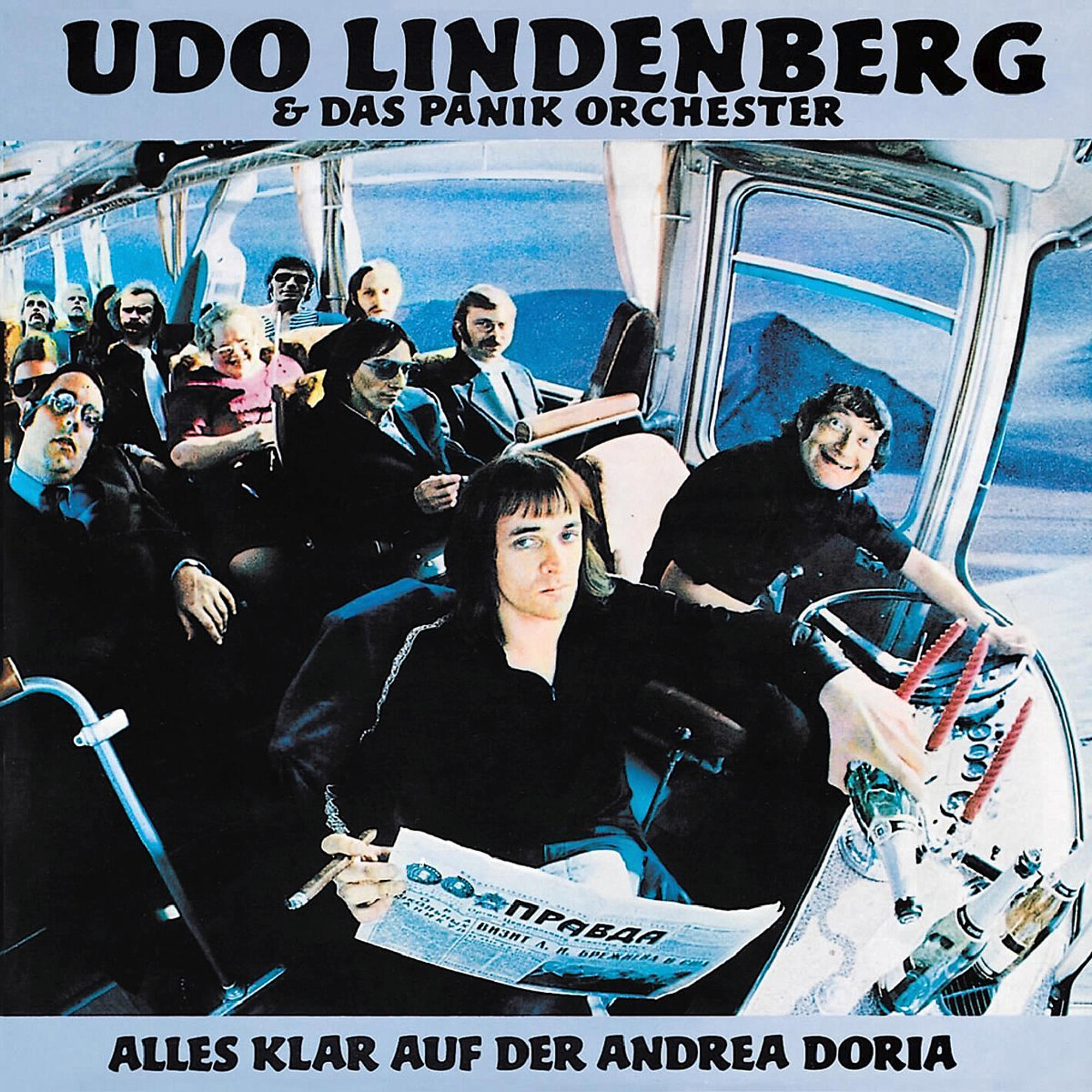 Udo Lindenberg & Das Panik Orchester Albumcover. Eine Gruppe von Leuten im Bus.