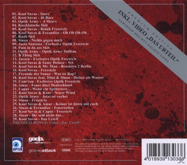 Rückseite einer CD mit Titelliste auf Deutsch und Logo.