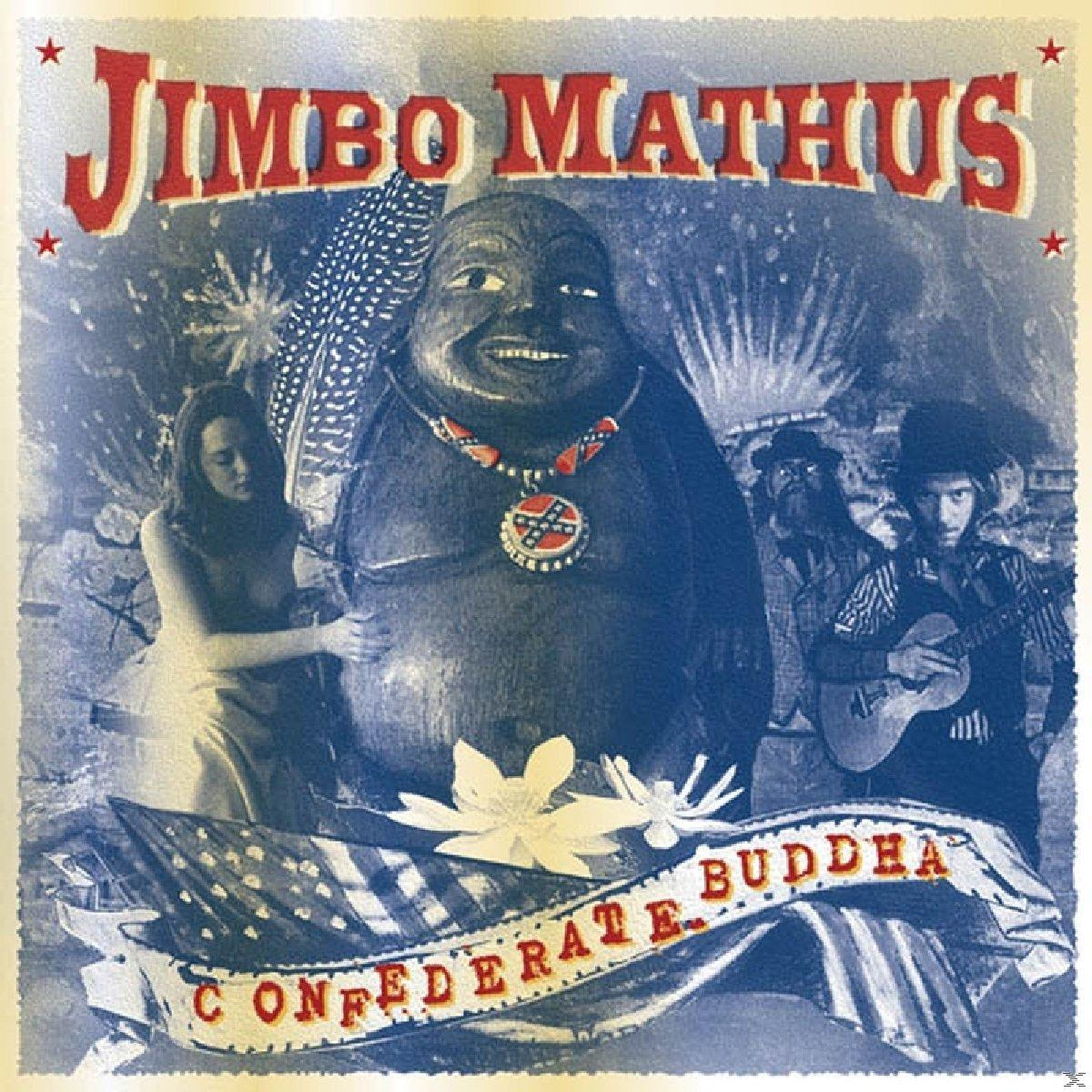 A "Confederate Buddha" albumborítója Jimbo Mathustól, egy Buddha figurával és a zenekar tagjaival.