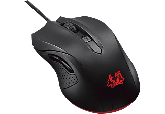 ASUS ASUS Cerberus - Gaming mouse - Con switch DPI a quattro stadi e indicatore LED - Nero - Mouse da gaming, cablato, 2500 dpi, Nero/Rosso