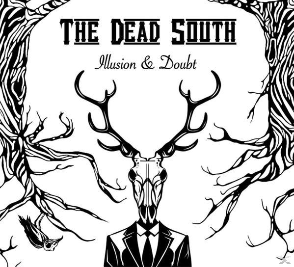 Albumcover von The Dead South. Zeigt einen Totenkopf mit Geweih vor einem Mann im Anzug.