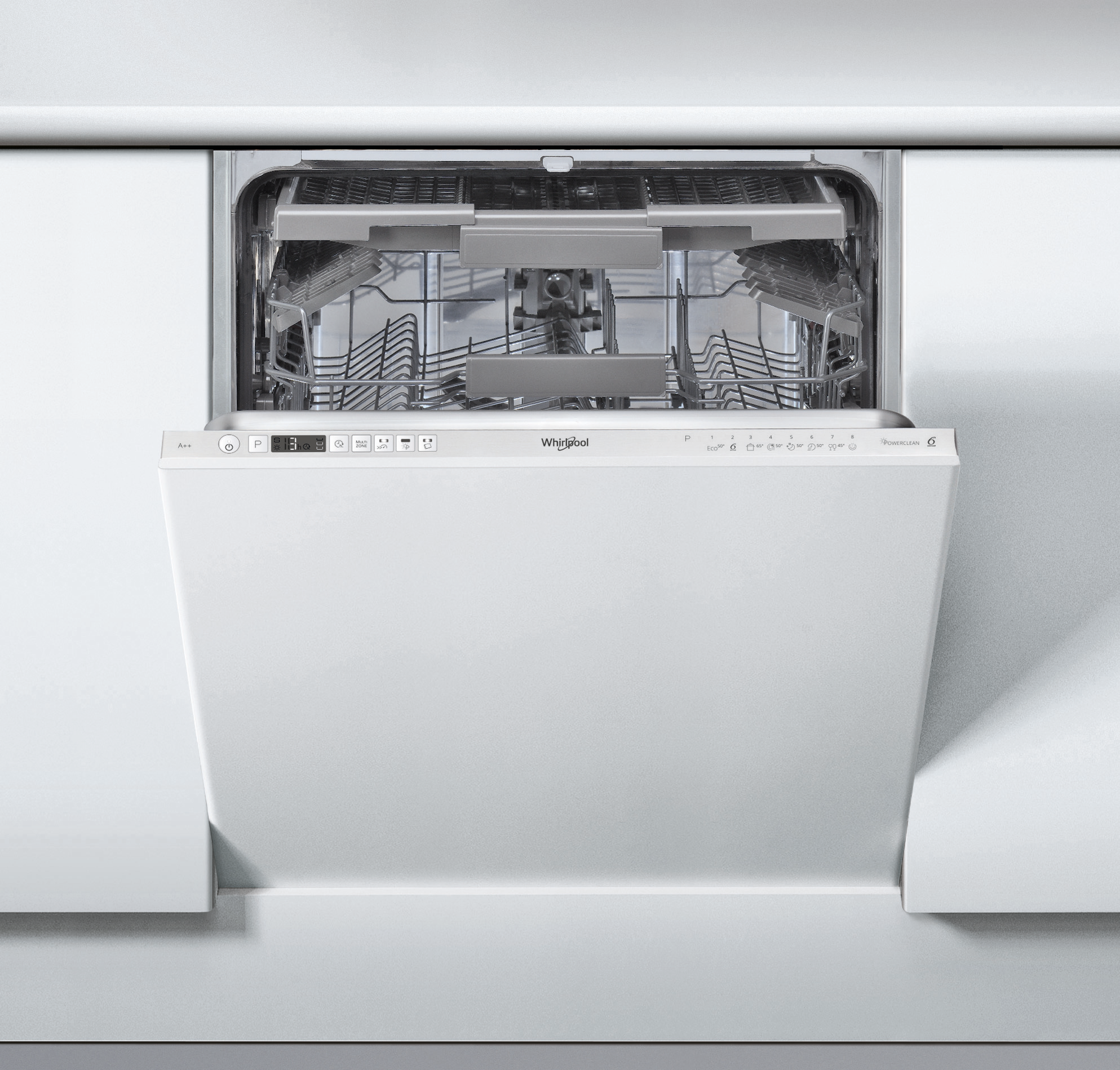 WHIRLPOOL WIC 3C23 PEF Beépíthető mosogatógép, PowerClean nagynyomású tisztítás, 3. evőeszközfiók