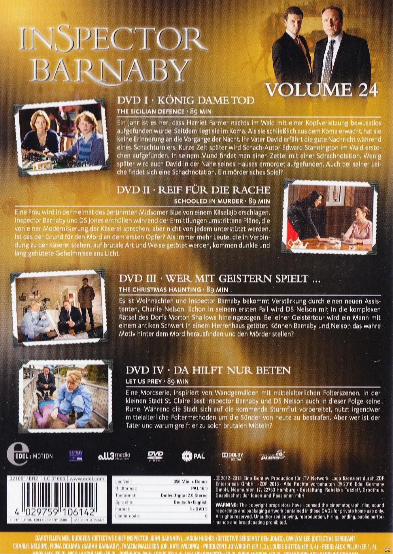 DVD-Cover mit Inspector Barnaby, Text mit Episodendetails und Bildern.
