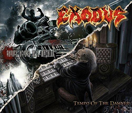 Albumcover mit geteiltem Bild, das ein Monster beim Orgelspielen und eine Explosionsszene zeigt.