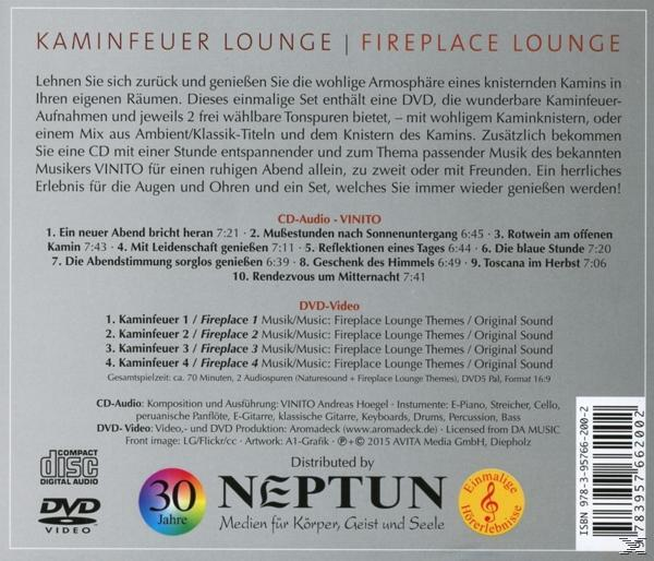 Rückseite einer DVD. Text über den Inhalt der DVD, einschließlich Musik und Video, sowie Titellisten.