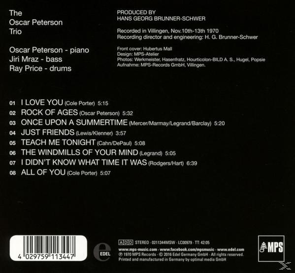 Albumcover mit Titelliste des Oscar Peterson Trios.