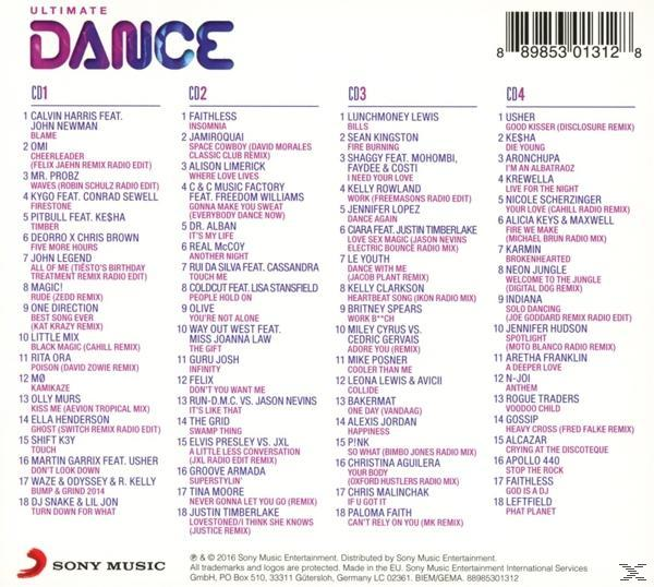 CD-Compilation mit Songlisten. Der Titel lautet 'Ultimate Dance'.