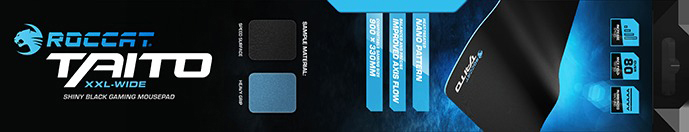 ROCCAT Taito XXL-Size 3mm - Shiny Black Gaming Mauspad (330 mm x 900 mm)