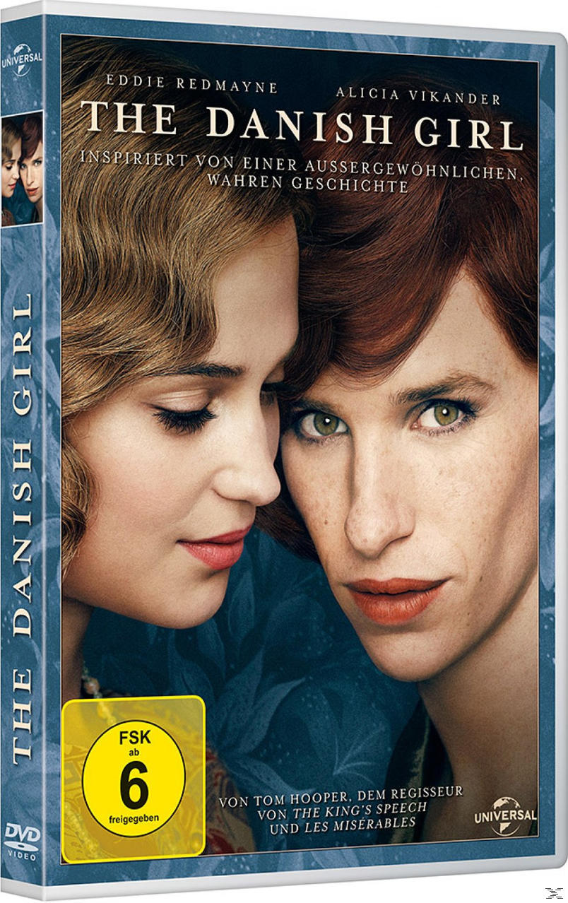 DVD-Cover von "The Danish Girl" zeigt zwei Gesichter nahe beieinander. Rote und braune Farben dominieren.