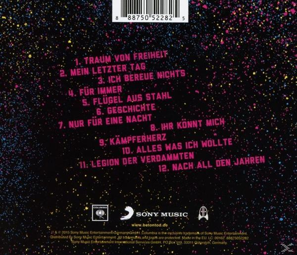Albumcover mit schwarzem Hintergrund und einer Liste deutscher Songtitel.