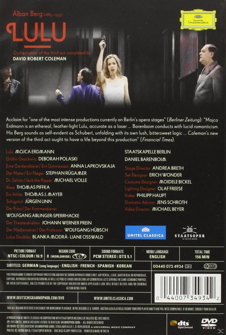 Alban Der Berlin - Lulu Orchester VARIOUS, (DVD) - Berg, - Staatskapelle Staatsoper Berlin,