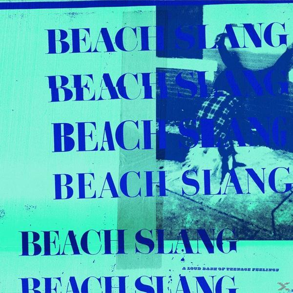 Albumcover. Text 'BEACH SLANG' in Blau auf türkisem Hintergrund.