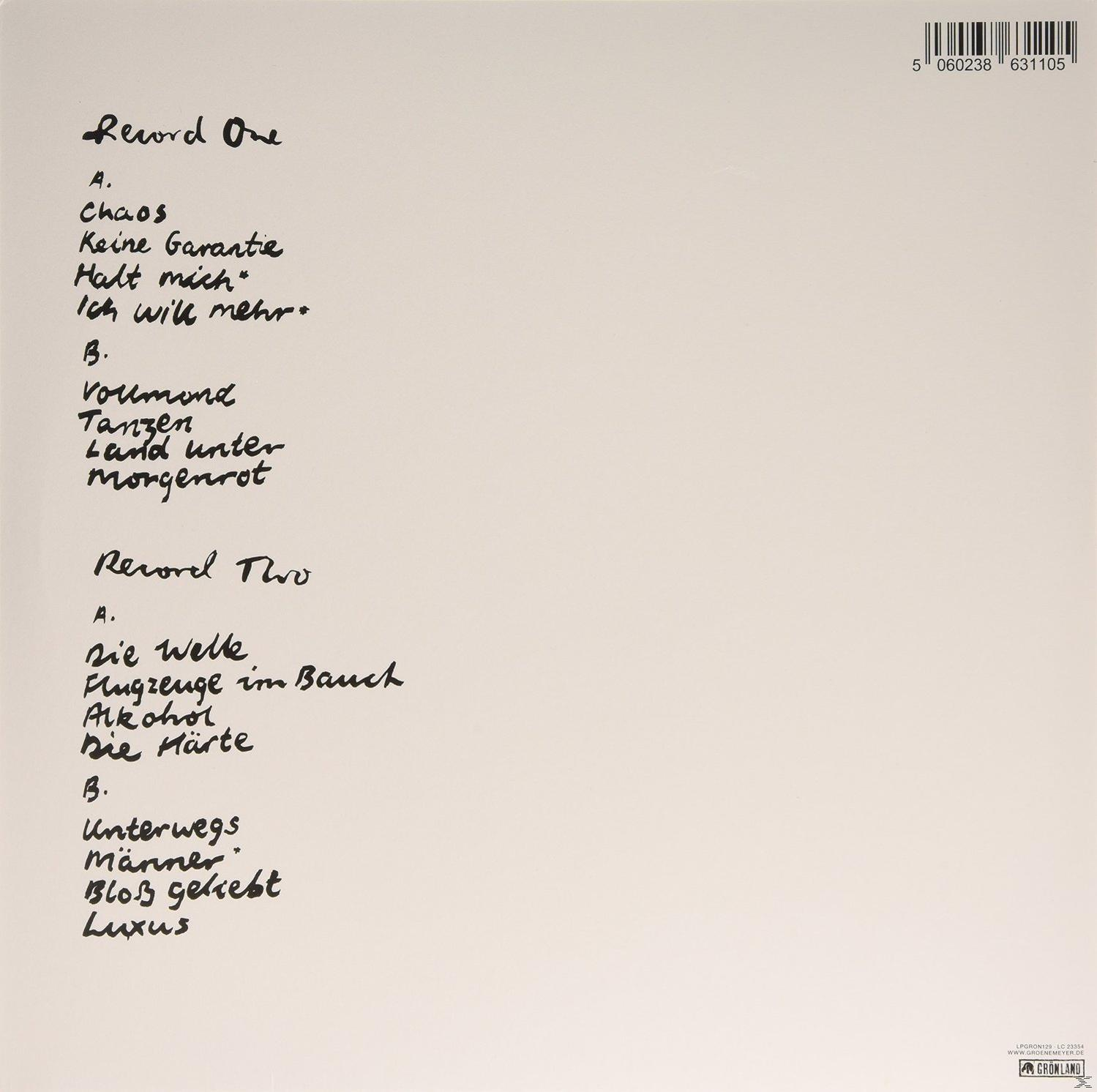 Rückseite eines Schallplattenalbums. Handschriftliche Songtitel und Credits auf weißem Hintergrund.