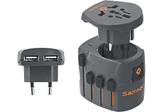 SAMSONITE U23 18731 Univerzális adapter utazáshoz, 2 USB csatlakozóval, grafitszürke