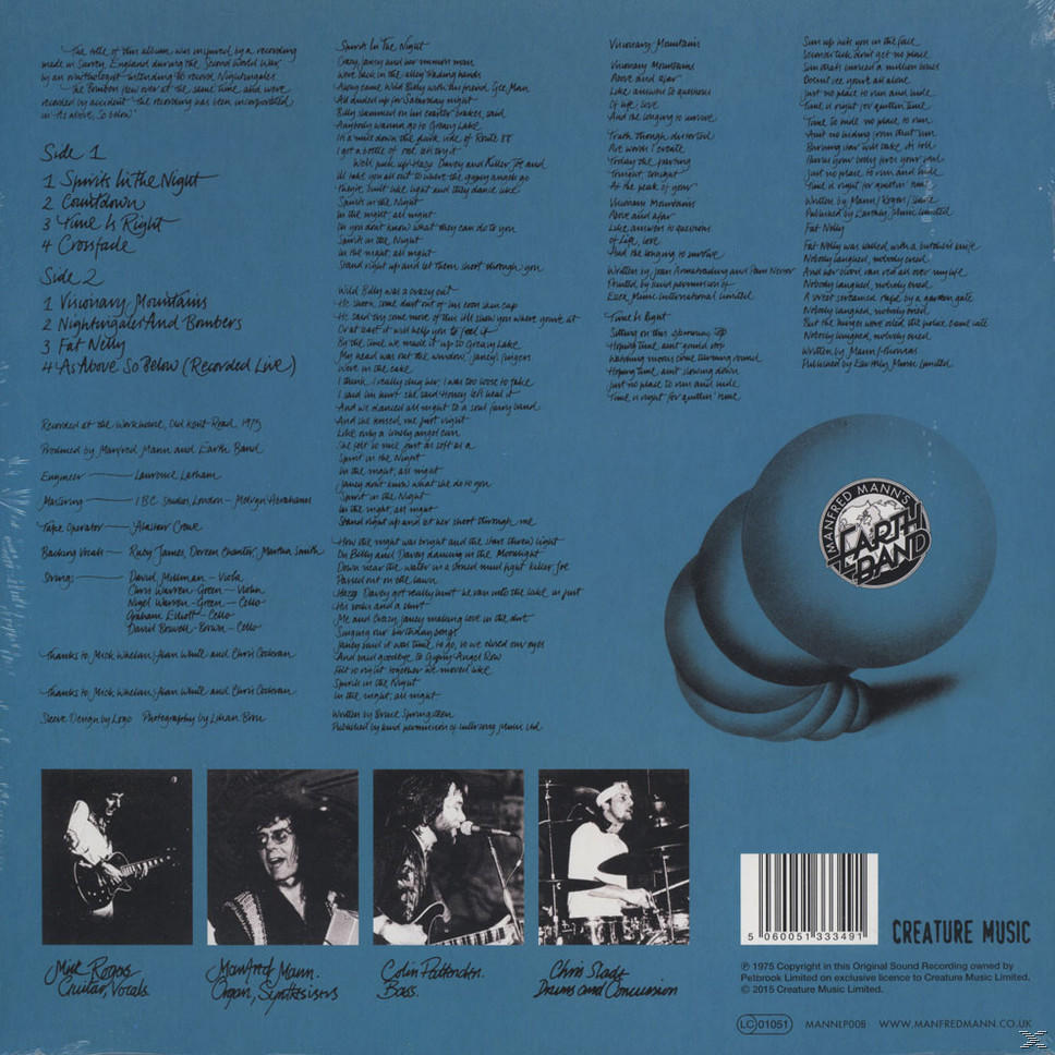 Albumcover, handschriftlicher Text auf weißem Hintergrund, mit Fotos von Bandmitgliedern und einer Muschel.