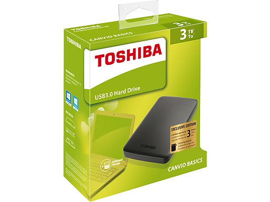 TOSHIBA Canvio Basics Festplatte, 3 TB HDD, 2,5 Zoll, extern, Schwarz