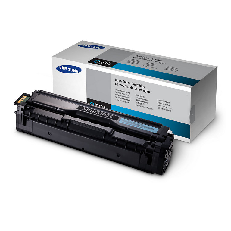 Boîte et cartouche de toner cyan Samsung C504.