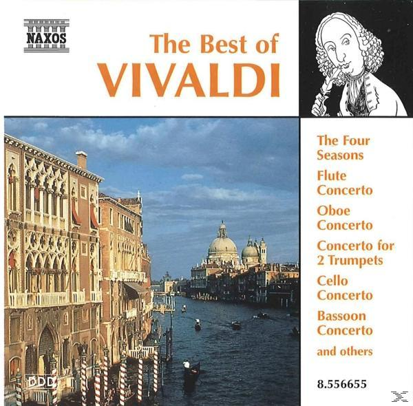 Albumcover von 'The Best of Vivaldi' mit einer Kanalszene und einer Illustration von Vivaldi.