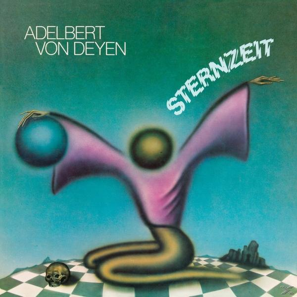 Albumcover: eine Figur mit ausgestreckten Armen, die eine Kugel hält, mit einem Totenkopf unten.
