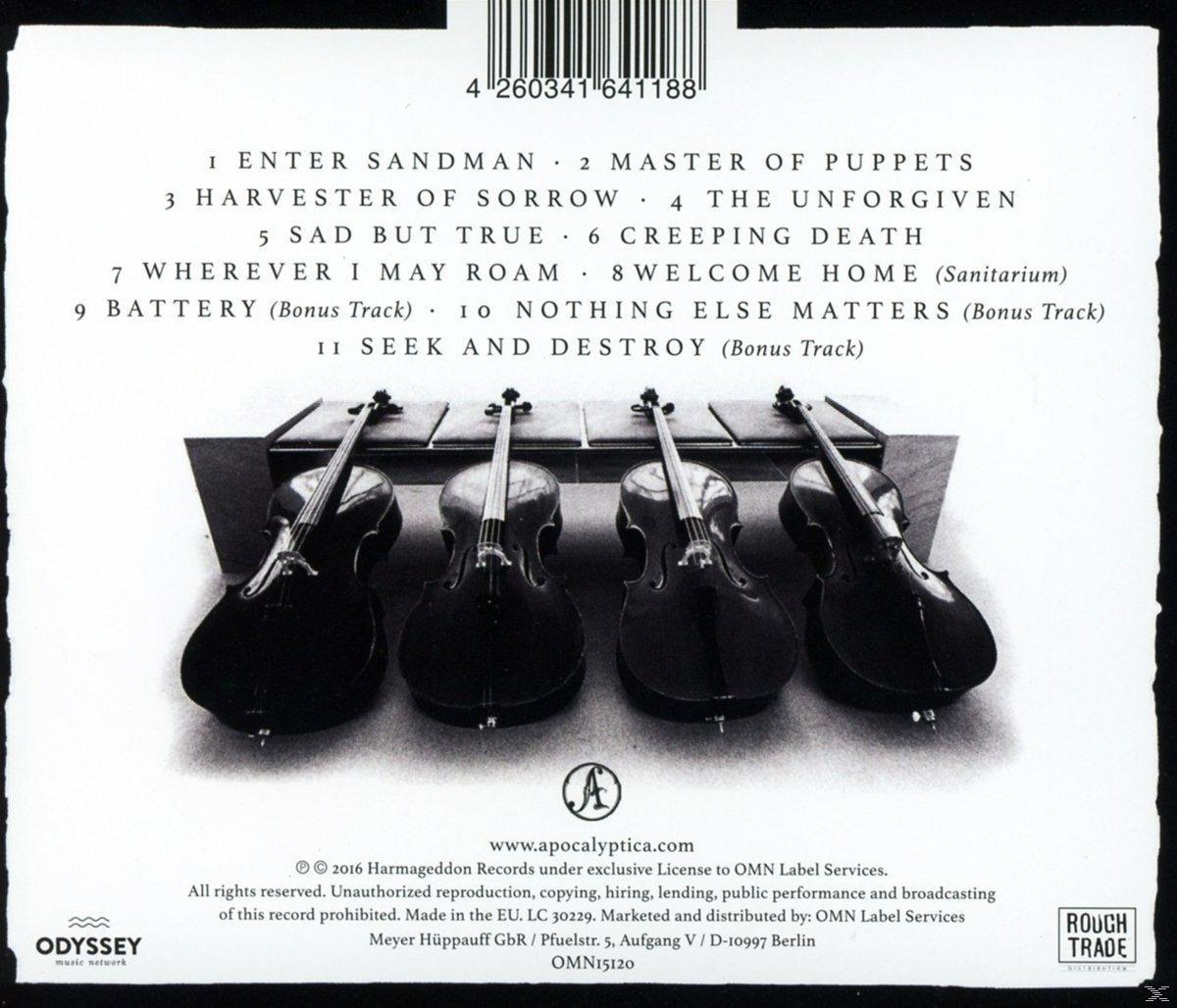 CD hátulja Apocalyptica számlistájával és egy csellókvartettel.