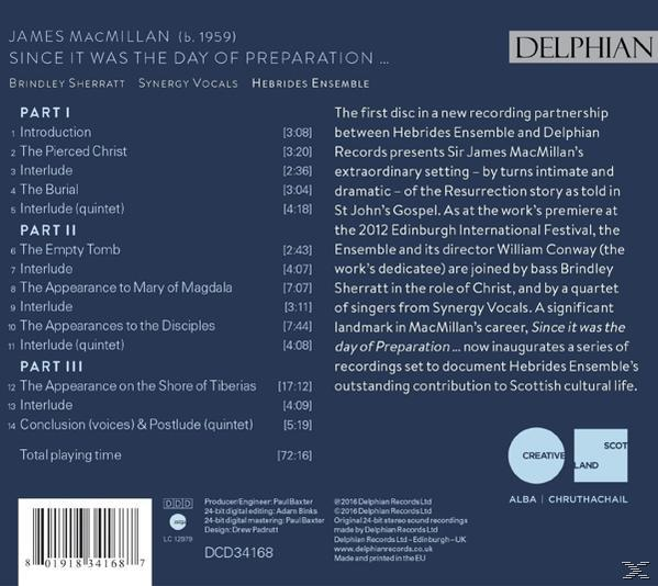 Hebrides Ensemble - Since it was the Day of Preparation  - (CD)