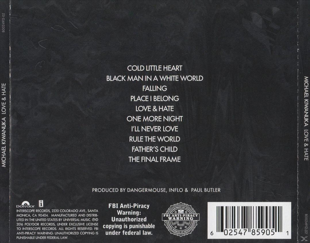 Album hátlapja: számlista fehér szöveggel fekete háttéren. Polydor és FBI figyelmeztetések alul.