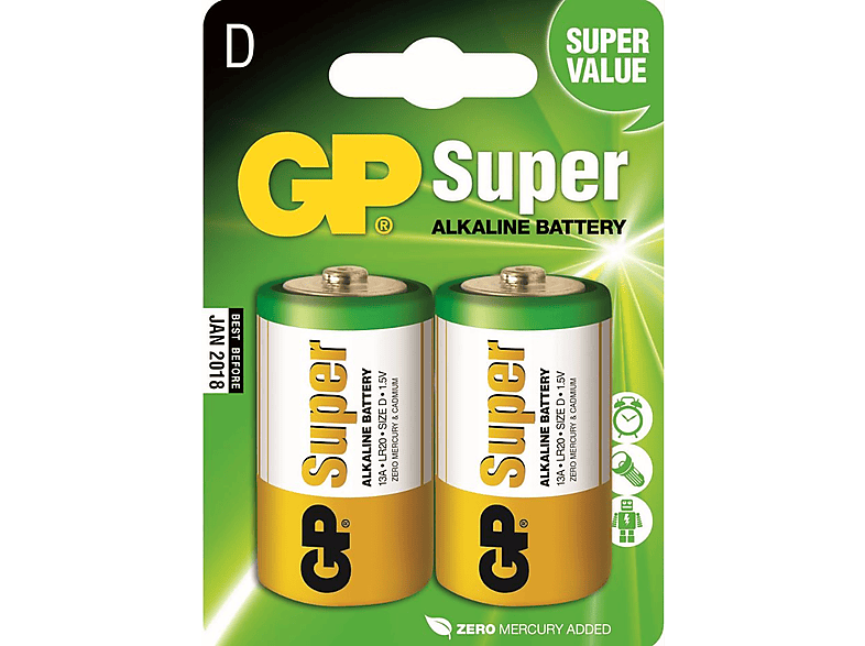 GP Super Alkaline D-batterijen afbeelding