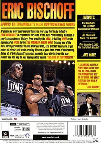 DVD-Cover von Eric Bischoff. Foto von Bischoff und Wrestlern, mit Text und Logos.