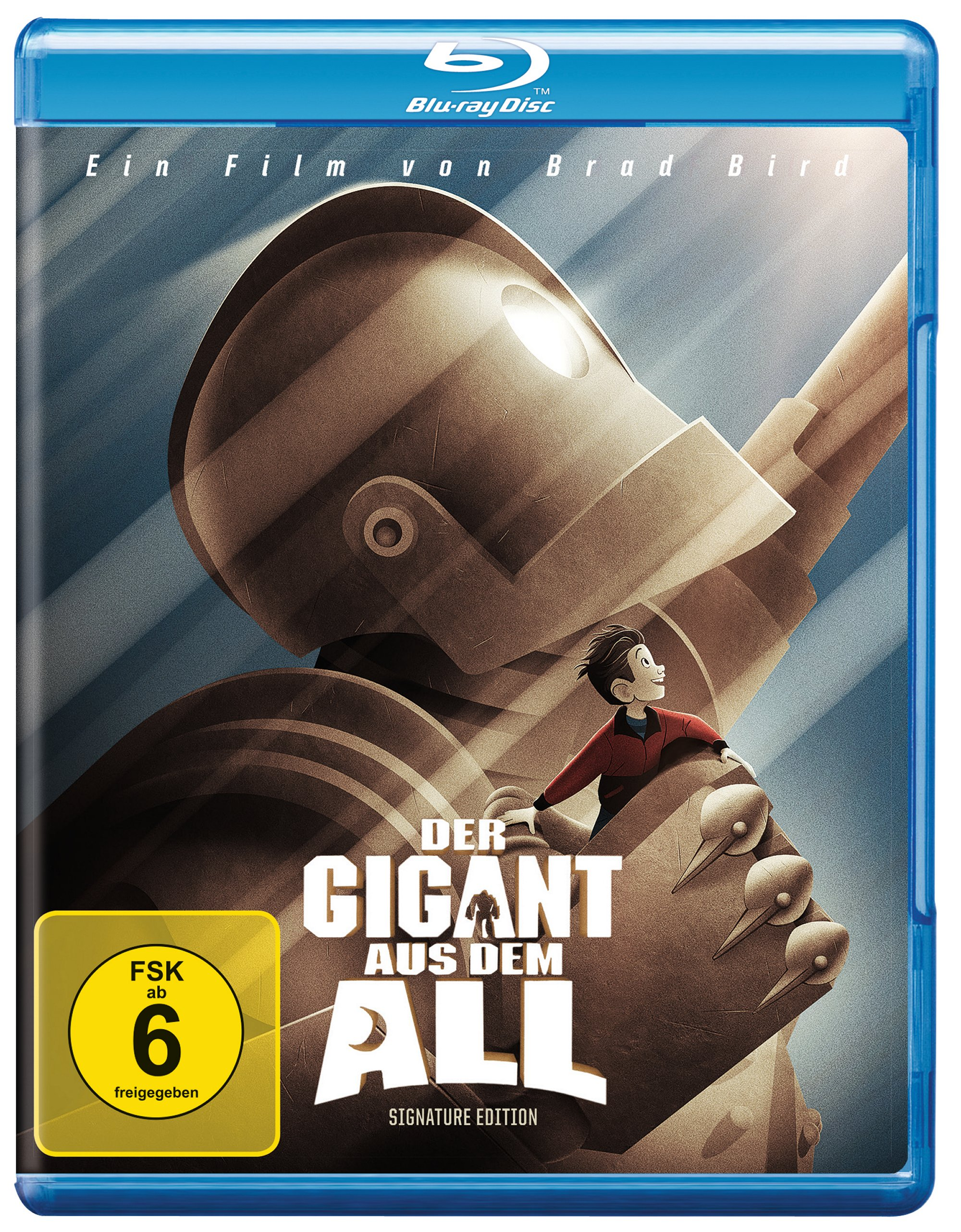 Blu-ray-Cover mit einem riesigen Roboter und einem Jungen. Der Hintergrund ist ein blauer Himmel. Der Titel ist auf Deutsch.