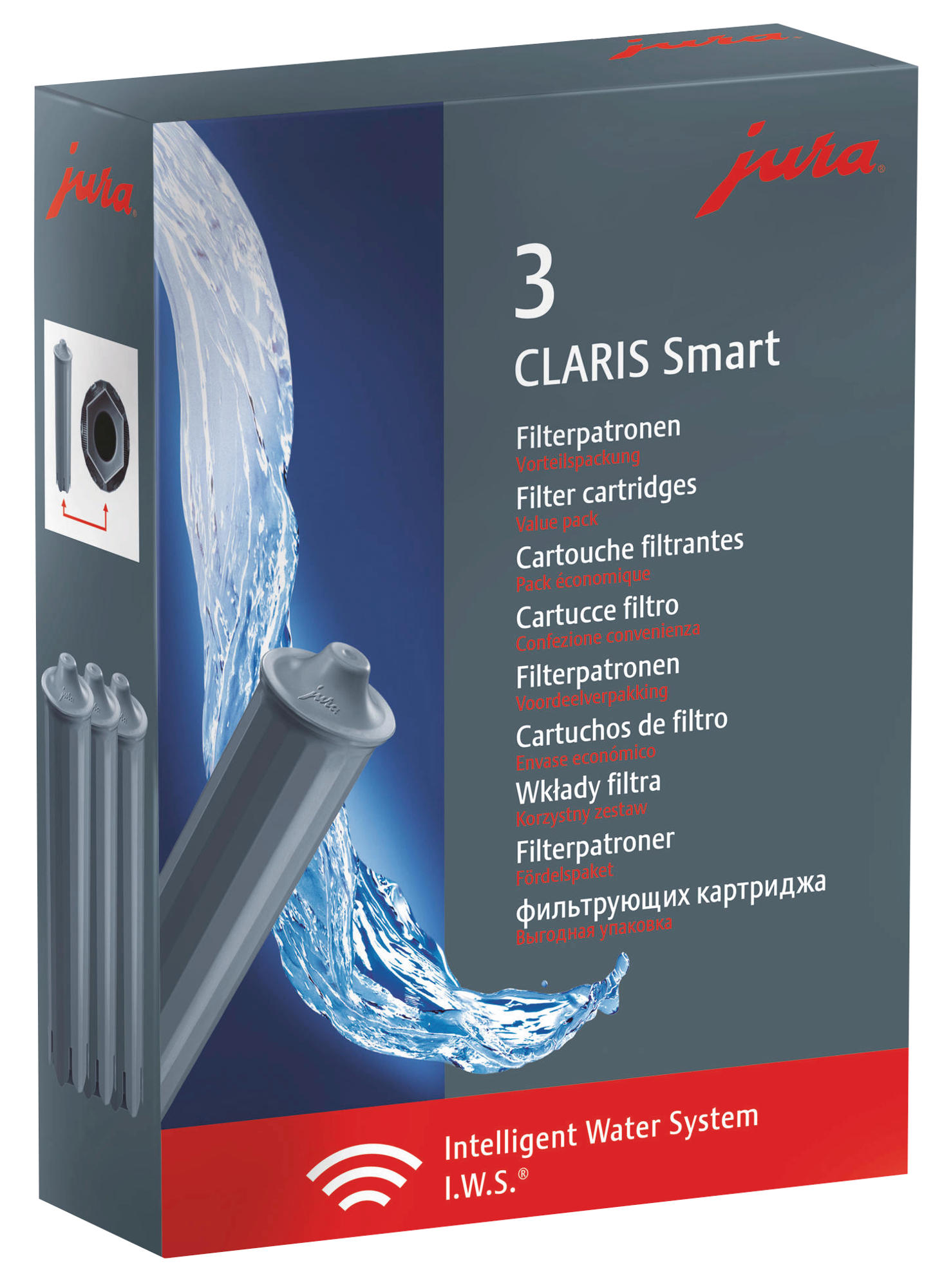 Jura 71794 Y accesorio para de café pack claris smart 3 cartuchos. agua gris 4.5 cm 1 of