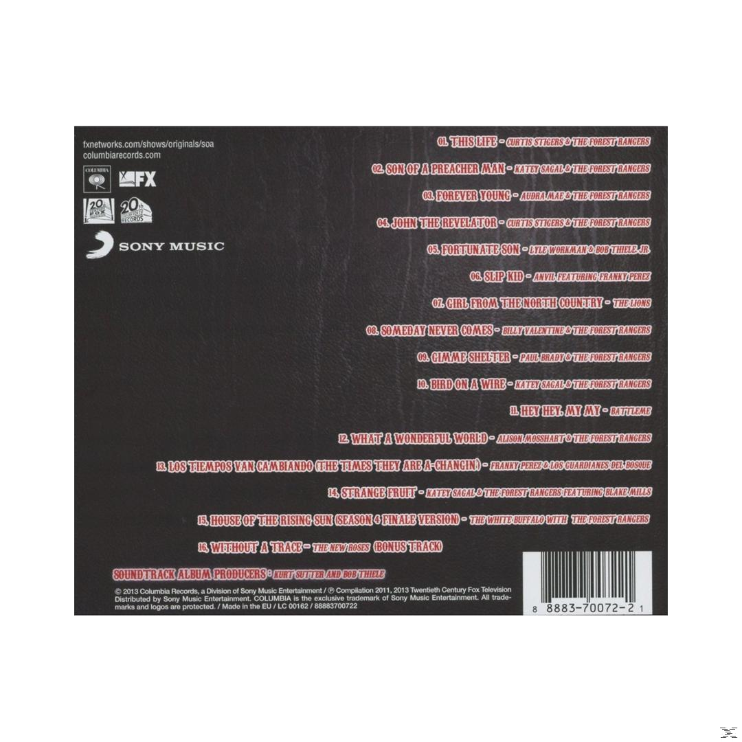 CD-Cover mit Titelliste und Künstlern. Titel ist 'FX Networks Shows' und 'Sons of Anarchy' Soundtrack.