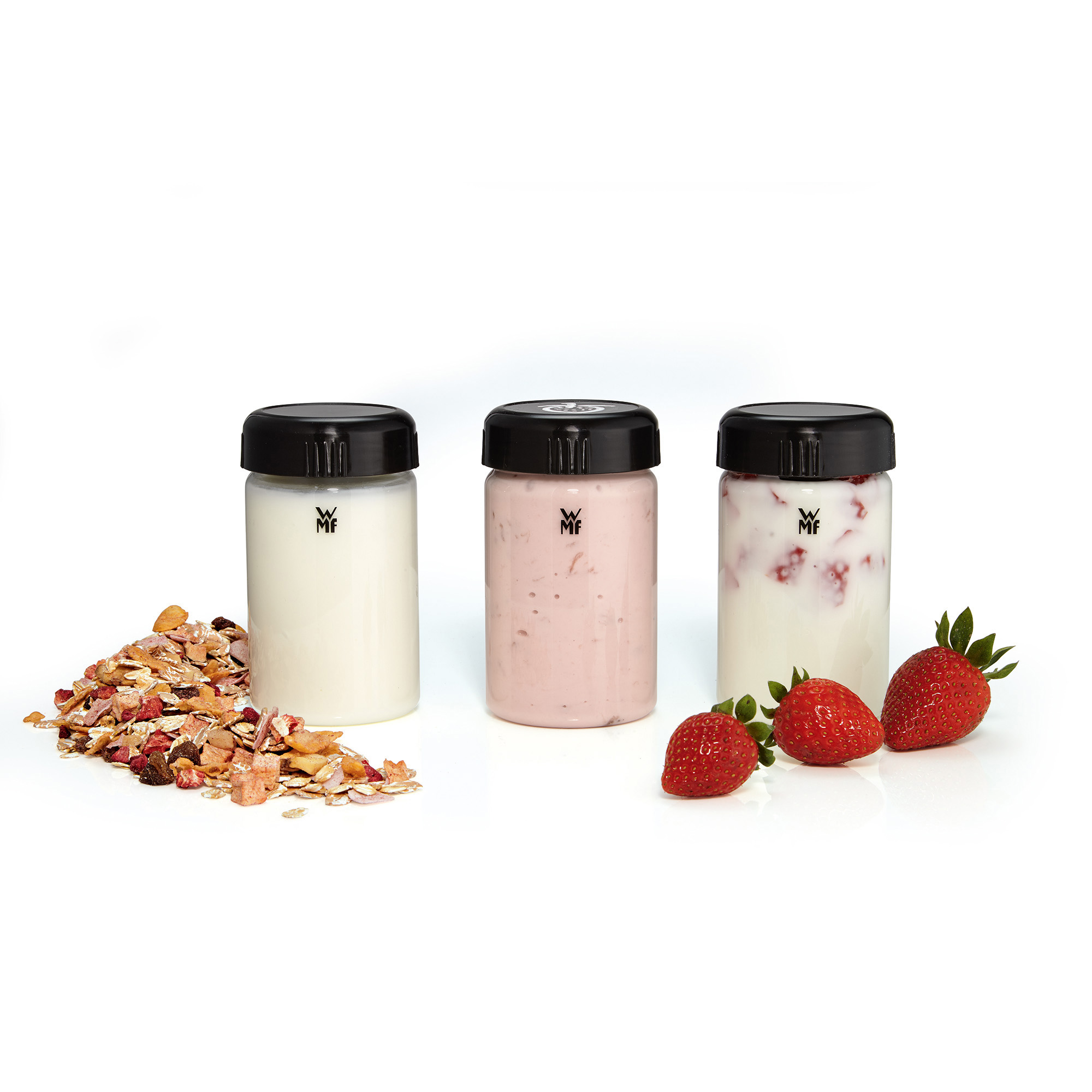 WMF 04.1598.0071 KÜCHENminis® Joghurtbecher Transparent/Silber/Schwarz