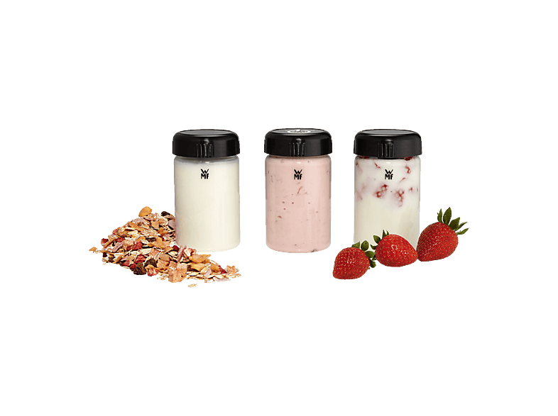 WMF 04.1598.0071 KÜCHENminis® Joghurtbecher Transparent/Silber/Schwarz