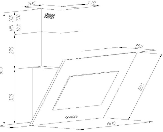 RESPEKTA CH 2060 S-B, Dunstabzugshaube (596 mm breit, 303 mm tief)