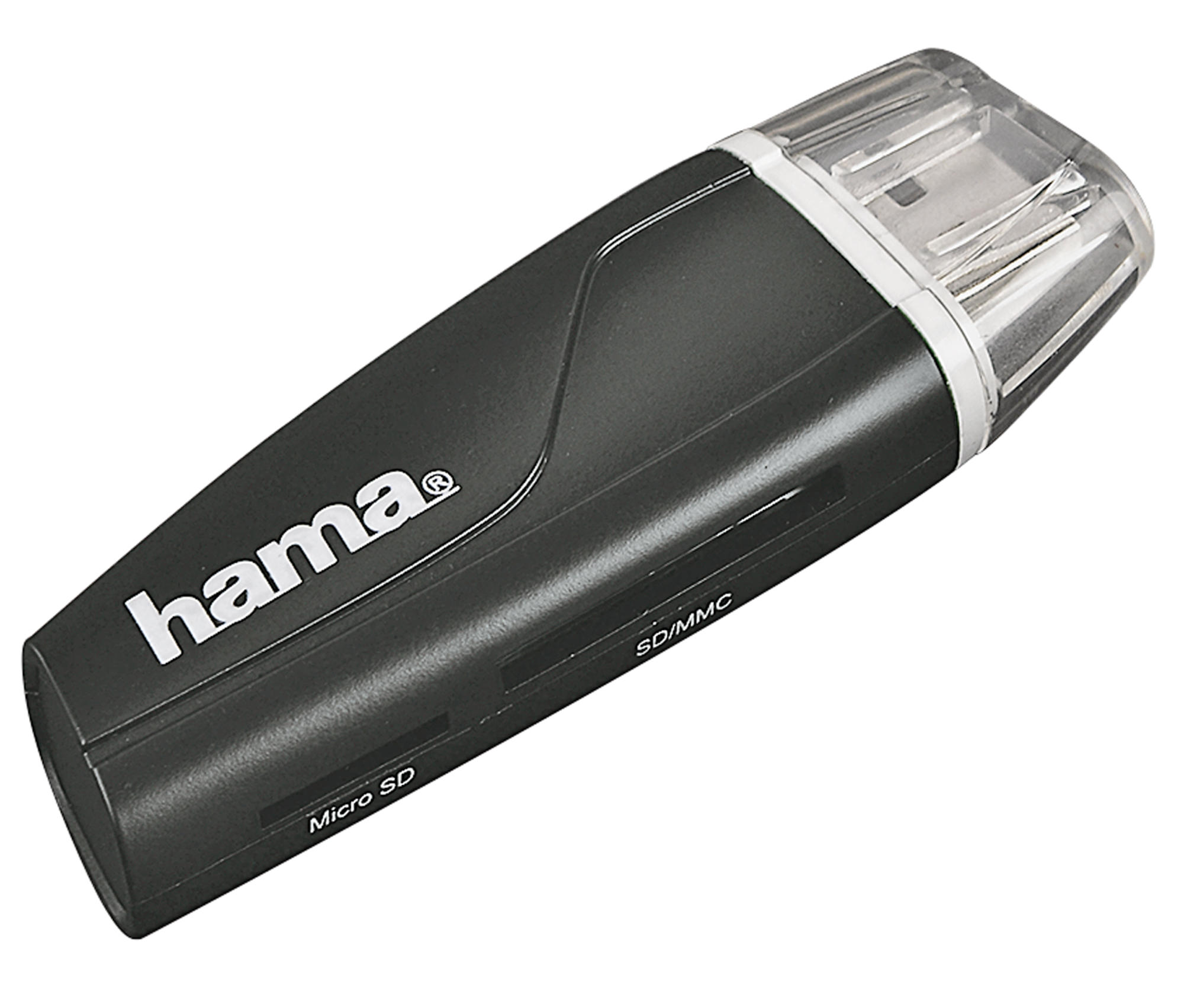 Lector tarjetas - Hama 054115, SD, MicroSD, USB 2.0, Negro