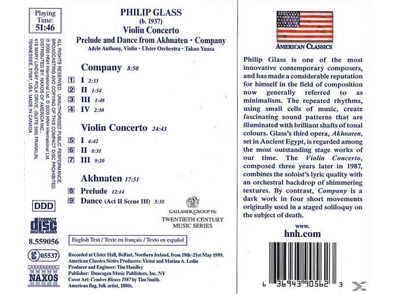 Thumbnail - Adele Anthony, Takuo Yuasa, Ulster Orchestre - Violin Concerto (CD)