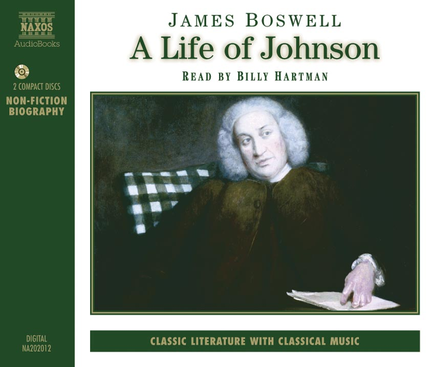 Buchcover von 'A Life of Johnson' von James Boswell mit einem Porträt eines Mannes.