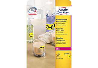 AVERY ZWECKFORM L7263Y-25 Neongelbe Etiketten 99,1 x 38,1 mm 99,1 x 38,1 mm A4  350 Etiketten / 25 Bogen