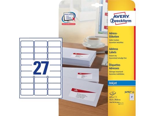 ZWECKFORM Etiquettes d'adresse, 63,5 x 29,6 mm, 675 étiquettes -  (Blanc)