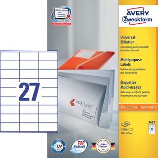 ZWECKFORM Etichette multiuso, 70 x 32 mm, permanenti -  (Bianco)