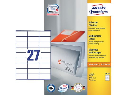 ZWECKFORM Étiquettes universelles, 70 x 32 mm, permanente -  (Blanc)