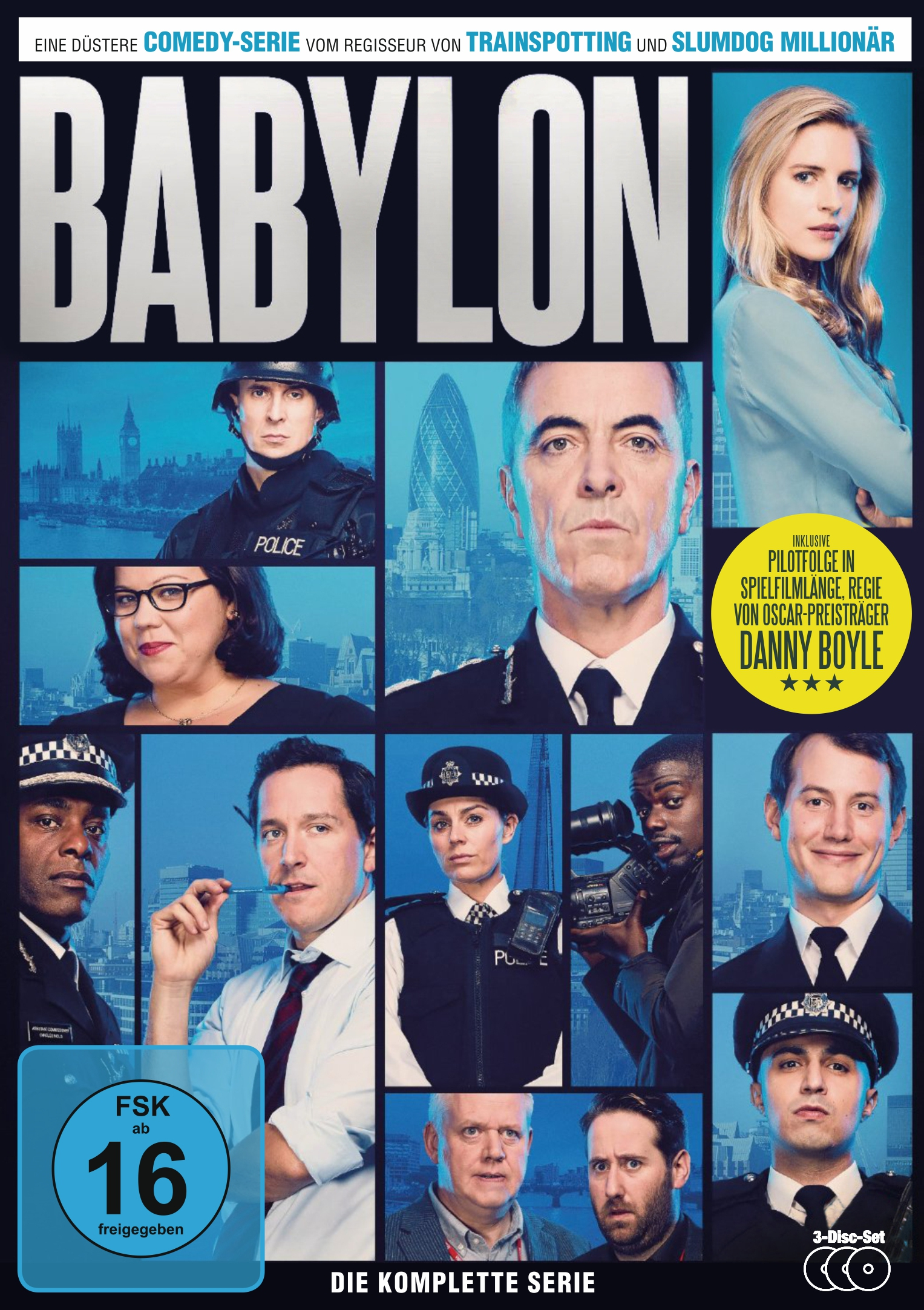 Babylon DVD-Cover. Gruppe von Polizisten mit ernsten Blicken. Titel in weißen Buchstaben.